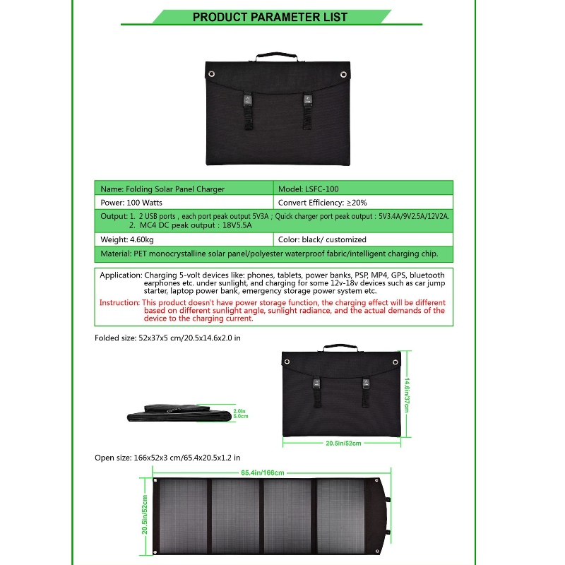 100W Solar Klappsack